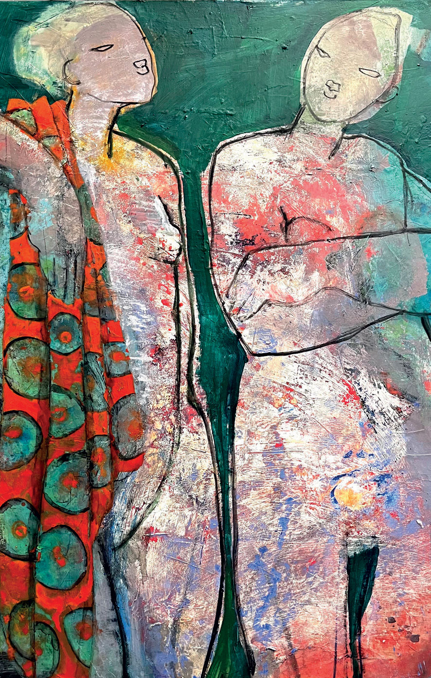 Copines en vert - 110 x 120 cm (détail)
